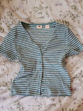 Levi's Green Stripped Women's Top